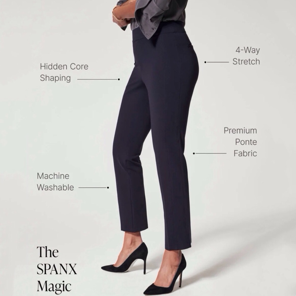 NWT SPANX PerfectFit Slim Straight Ponte Pants Pull On Black XS Sm Supersmooth